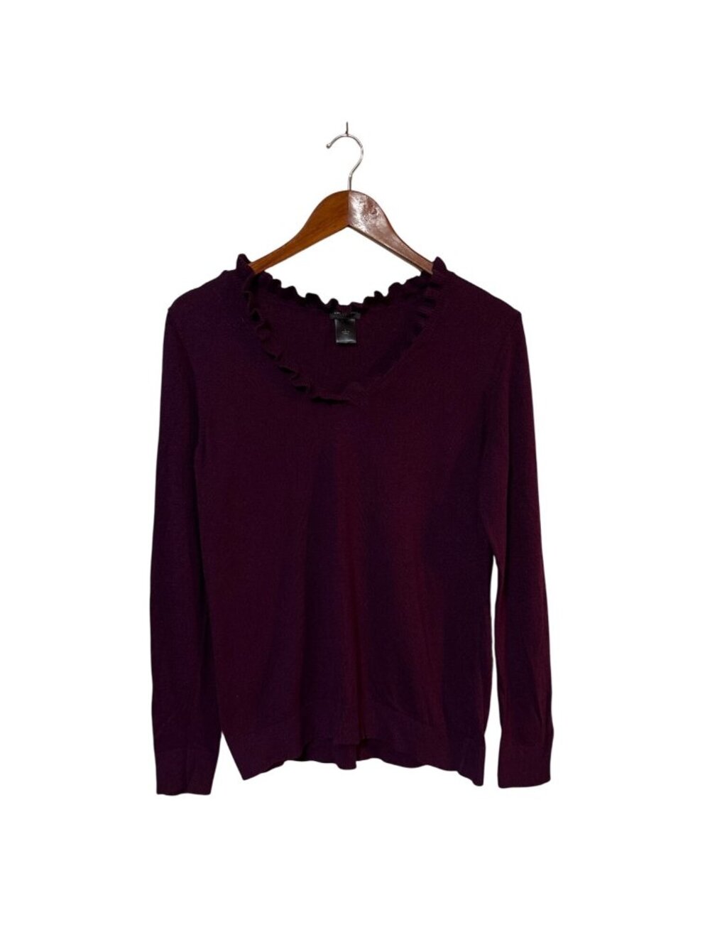 Vtg Ann Taylor Plum Lettuce V-neck‎ light weight Sweater Large